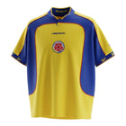 Hinchas Sportswear Store Colombia 2001 yellow & blue Reebok football jersey with blue panels and collar.