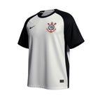 Hinchas Sportswear Store: Nike Corinthians 2025/26 white Dri-FIT jersey with black sleeves and embroidered crest.