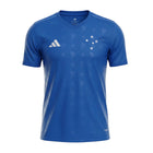 Hinchas Sportswear Store Cruzeiro 2025/26 royal blue football jersey with subtle map and star pattern, V-neck, short sleeves.