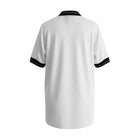 Hinchas Sportswear Store retro England 1984 Umbro football jersey, white with black v-neck collar trimmed in red and black cuffs with red pinstripe.
