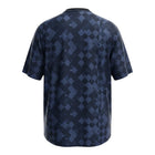 Hinchas Sportswear Store England retro 1990 blackout jersey with geometric diamond pattern in navy and dark blue, polo collar.