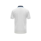 Camiseta de fútbol retro blanca de Inglaterra 1994 de Umbro con cuello de pico azul marino y blanco. Hinchas Sportswear Store.