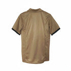 Hinchas Sportswear Store retro FC Barcelona 2001-02 away jersey in gold with black trim and navy/red stripe detail.