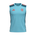 Camiseta sin mangas de entrenamiento Hinchas Sportswear Store Flamengo 2026 en turquesa y verde azulado con logo CRF y Adidas en rojo. Tecnología Aeroready.