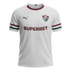 Hinchas Sportswear Store Fluminense 2025/26 white away jersey with maroon and green trim. Features embroidered crest and Superbet sponsor.
