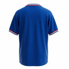 Hinchas Sportswear Store royal blue 1971 France retro football jersey with tricolor trim on collar and cuffs.