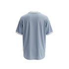 Camiseta retro de visitante de Francia 1982 de Hinchas Sportswear Store, gris azulado con cuello blanco y ribetes en las mangas.