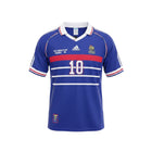 Hinchas Sportswear Store retro blue France 1998 World Cup home jersey with Zidane #10 and tricolor accents.