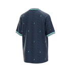 Hinchas Sportswear Store Germany 2026 away jersey in navy blue polyester with mint and white V-neck collar and sleeve cuffs.