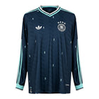 Hinchas Sportswear Store Germany 2026 long sleeve away jersey in navy blue with mint accents and all-over diamond pattern. Features Climacool technology.