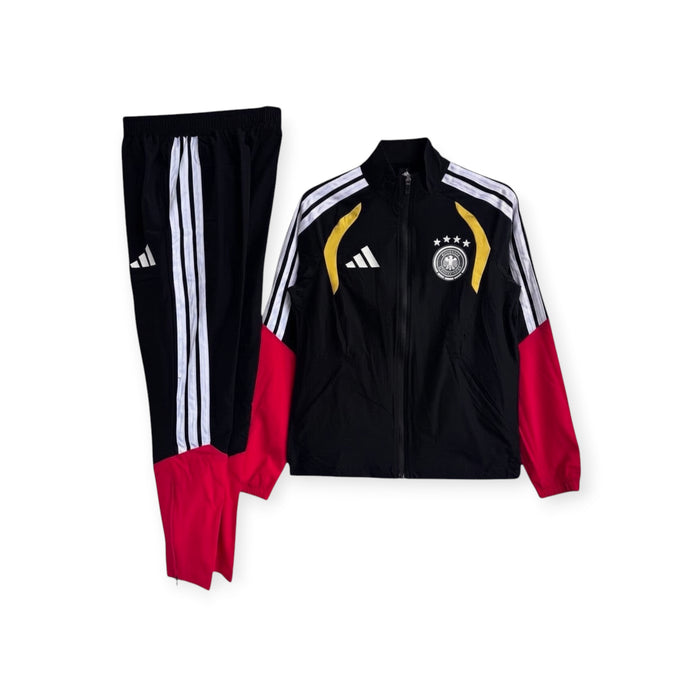 Germany Training Tracksuit 2026 - Adidas Black + Red Full-Zip