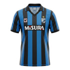 Hinchas Sportswear Store Inter Milan 1988 retro jersey with blue and black vertical stripes, V-neck, Misura sponsor, Uhlsport logo, and Inter crest.