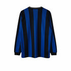 Hinchas Sportswear Store Inter Milan 2009-10 long sleeve football jersey, blue and black vertical stripes, NikeFit technology, Pirelli sponsor.