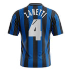 Hinchas Sportswear Store Inter Milan 96-97 Zanetti #4 blue and black striped retro football jersey.