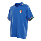 Hinchas Sportswear Store retro Italy 1982 World Cup home jersey in azzurro blue with tricolor trim on collar and cuffs.