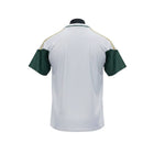 Hinchas Sportswear Store Italy Polo Shirt 2025/26 white with green sleeves and gold stripes, quarter-zip collar.