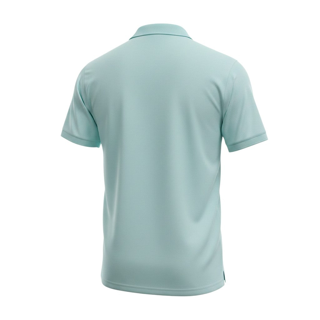 Hinchas Sportswear Store light blue Adidas polo shirt with teal accents and classic collar.