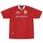 Hinchas Sportswear Store red Manchester United 1998-99 Umbro UCL Final jersey with Sharp sponsor and special badge.