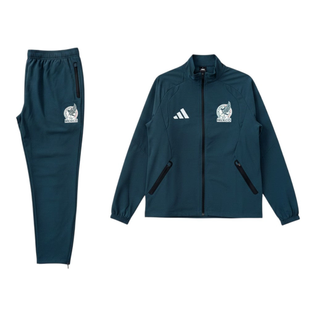 Hinchas Sportswear Store teal Mexico Adidas training tracksuit set with embroidered crest and 3-Stripes.