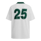 Hinchas Sportswear Store white Adidas Originals x Oasis retro jersey with green collar, number 25 and logos.