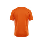 Camiseta retro de local de Países Bajos 2008 de Hinchas Sportswear Store, naranja vibrante con cuello en V blanco y ribetes tricolores, etiqueta 'NEDERLAND' en la nuca.