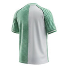 Hinchas Sportswear Store Real Racing Club Santander retro jersey with split white and green houndstooth design, green sleeves and V-neck.