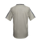Hinchas Sportswear Store Real Madrid 1996-97 retro white football jersey with blue trim on sleeves and collar.
