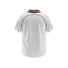 Hinchas Sportswear Store Real Madrid 1998-99 retro home jersey, white with navy and yellow striped polo collar and Adidas stripes.