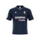 Hinchas Sportswear Store Real Madrid 2003/04 dark blue retro jersey with light blue Adidas stripes and Zidane number 5.