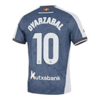 Hinchas Sportswear Store Real Sociedad away jersey with Oyarzabal #10. Grey marble pattern, white accents, La Liga edition.