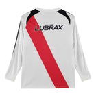 Hinchas Sportswear Store River Plate 2006/07 retro long sleeve jersey, white with red sash, black collar and stripes, Lubrax sponsor.