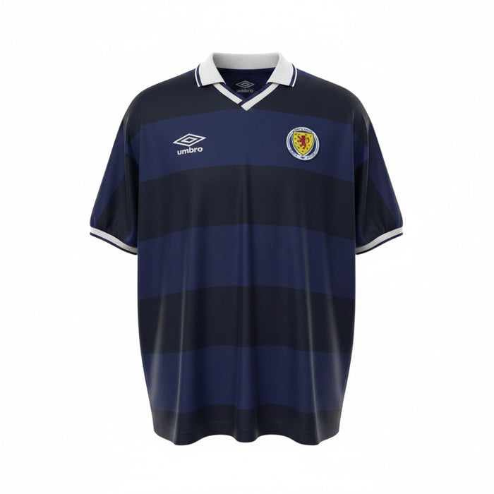 Scotland Home Jersey 1986 - Navy Hoops Umbro Retro