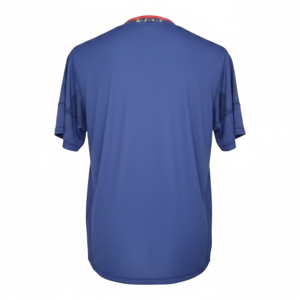 Hinchas Sportswear Store navy blue Spain 2010 World Cup away jersey with red and yellow trim. Features Adidas ClimaCool technology.