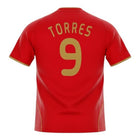 Hinchas Sportswear Store Spain 2008 retro football jersey, red with gold Torres #9 print. Classic football kit.