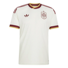 Hinchas Sportswear Store Spain 2026 World Cup away jersey. Cream with maroon and gold trim, featuring the official crest and Adidas logo.