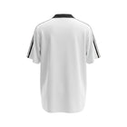 Hinchas Sportswear Store white West Germany 1980 retro Adidas football jersey with black three stripes on shoulders and black collar.