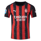 AC Milan Rafa Leão Home Jersey 2025/26 (Serie A Player version) – blue and striped retro football jersey back view