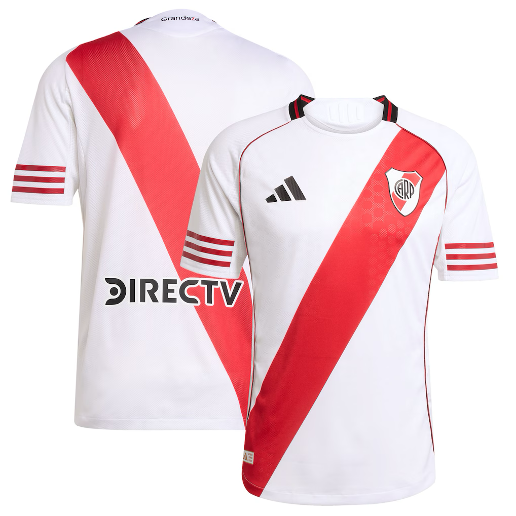 River Plate Home Jersey 2025/2026 – red and striped retro football jersey detail view