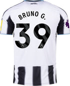 Newcastle United Bruno Guimarães Home Jersey 2025/26 – striped retro football jersey front view