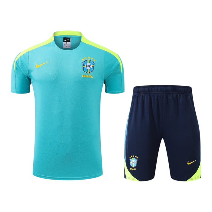 Brazil Training T-Shirt & Shorts Set - Teal & Navy