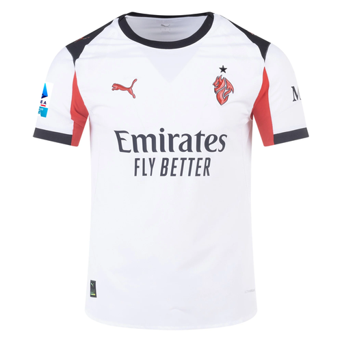 AC Milan Pulisic Away Jersey 2025/26 (Serie A) – white retro football jersey back view