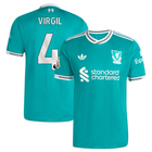Liverpool Virgil van Dijk Third Jersey 2025/26 (Premier League) – green retro football jersey detail view