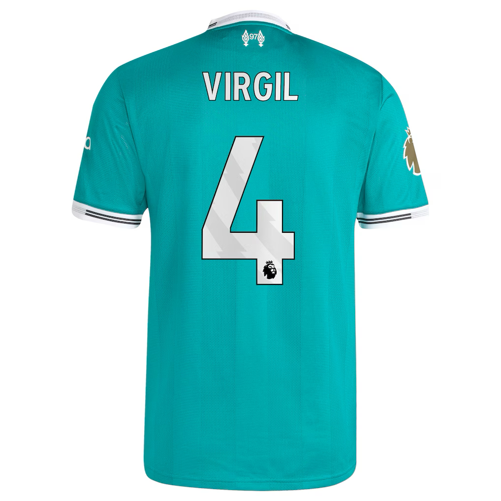Liverpool Virgil van Dijk Third Jersey 2025/26 (Premier League) – green retro football jersey front view