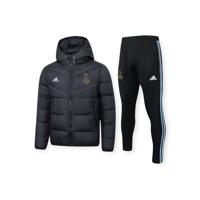 Argentina 2024 Hooded Puffer Jacket Black/Gold | Adidas