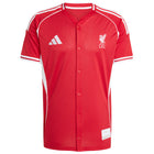 Liverpool Adidas Baseball Jersey – striped and red retro football jersey front view