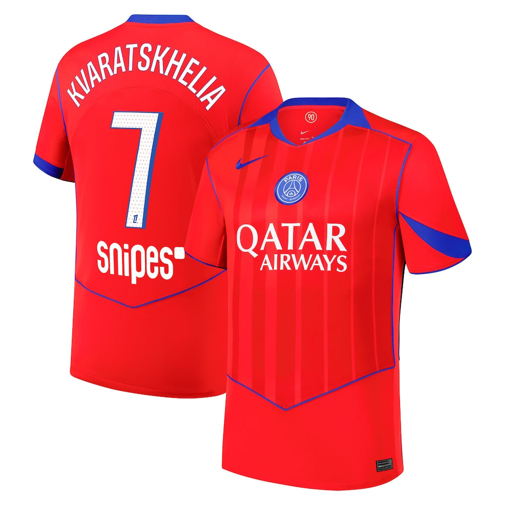 PSG Kvaratskhelia 3rd Kit 2025/26 (Ligue 1) – retro football jersey detail view